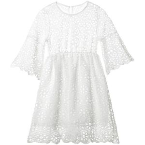 Zomer Casual Mode Moeder En Dochter Korte Mouw Lace Hollow Witte Prinses Jurk Meisje Korte Mouw Jurk