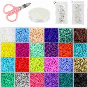 24000Pcs 24 Grid 2Mm Kleine Glazen Zaad Kralen Voor Sieraden Maken Mixed Opaque Kleuren Diy Armbanden Kettingen Ambachten kits