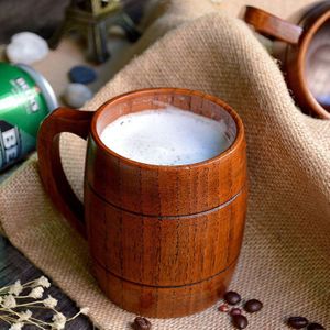 Wooden Beer Mug Eco-friendly Retro Milk Drinking Glass Cup Japanese Office Coffee Mug Bar Cocktail Vodka Cold Drink Juice Cups