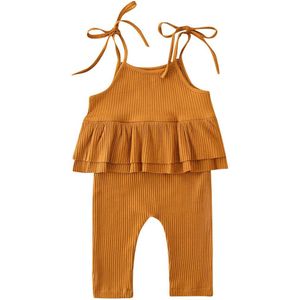 0-24M Peuter Baby Meisje Rompertjes Kleding Ruche Mouwloze Riem Bloemen Print Jumpsuit Outfit Zomer