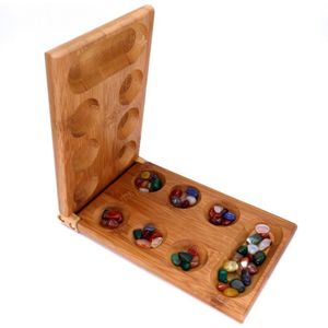 Klassiekers Vouwen Bamboe Mancala Bordspel Strategie Games Met 72 Pcs Glass Bead 95AE