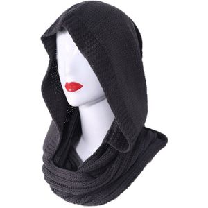 Winter Gehaakte Gebreide Kap Loop Sjaal Vrouwen Outdoor Winddicht Lange Shawl Wrap Vrouwelijke Toevallige Effen Kleur Oorklep Hat Nek Warmer