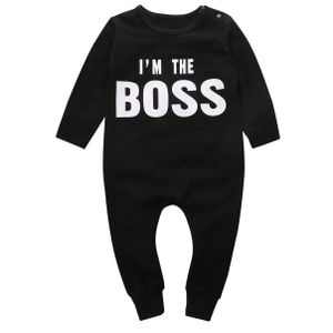 Leuke Pasgeboren Lange Mouwen Baby Boy Girl Romper Jumpsuit Kleding Outfits Im de boss black