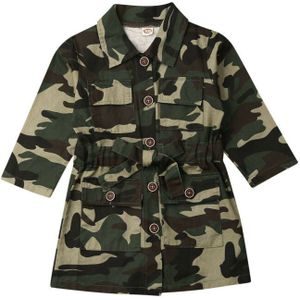 Kinderen Jas Kids Peuter Baby Meisje Lange Mouw Camouflage Jas Casual Camo Lange Knie Jas Uitloper