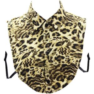 Vrouwen Leopard Animal Print Half Shirt Afneembare Revers Valse Nep Kraag Dickey A0NF