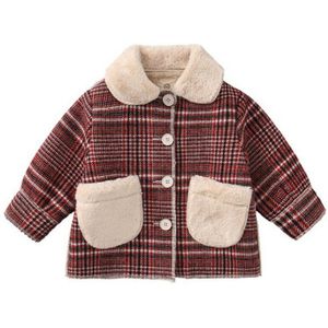 Kleren Voor Baby Meisje Winter Herfst Mode Rode Plaid Kinderen Jassen Kinderen Wollen Jas Dikke Jassen Meisjes Kerstcadeaus