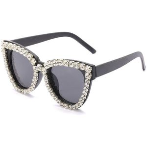 Gisaev Rijden Bril Vrouw Man Luxe Diamond Strass Cateye Zonnebril Crystal Kleine Frame Vintage Cat Bril