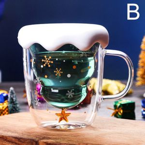 Kerstboom Event Cup Ster Water Double-Layer Glas Mokken Voor Cocktail Wijn Pld