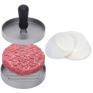 Burger Druk Met 200 Vellen Wax Papier, Aluminium Non-stick Bbq Patty Mold Met Afneembaar Handvat, vlees Rundvlees Hamburger