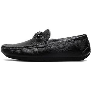 Fixsys Leer Man Loafers Winter Warme Schoenen Handgemaakte Slip Op Platte Mocassins Bont Casual Rijden Schoenen Pluche Zwarte Mannen Boot schoenen