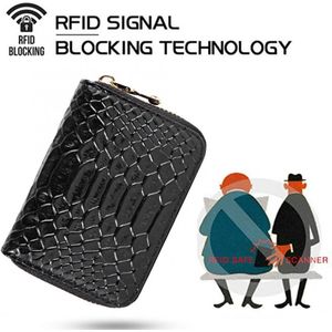 RFID Kaart Anti-diefstal Lederen Grote Capaciteit Serpentine Patroon Portemonnee Kaarthouder RFID Hardware