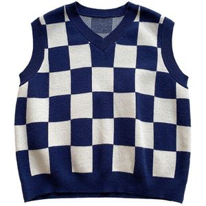 Lente Jongens Mode Plaid Gebreide Vesten Kinderen Mouwloos Knitwear