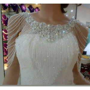 Witte Kralen Kristallen Bolero Applicaties Wedding Wrap Wedding Bolero Gemaakt in China Bruiloft Accessoires Avondjurk Bolero Shawl