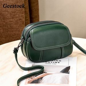 Geestock Vrouwen Schoudertas Pu Leer Vrouwelijke Mini Flap Crossbody Messenger Tassen Vintage Meisjes Drie-Layer Rits Zak