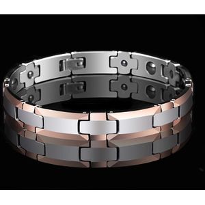 8 Mm/10 Mm Zilver Tungsten Carbide Armband Magneet Gezondheid Link Hoge Gepolijste Rand Rose Goud Anti-Vermoeidheid size Verstelbare
