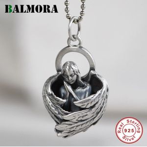 Balmora Real 100% 925 Pure Silver Angel Wing Hanger Voor Vrouwen Mannen Opknoping Hanger Thai Zilveren Sieraden Decoratie Zonder Ketting
