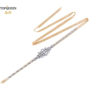 Topqueen S352 Luxe Bruiloft Riemen Zilveren Strass Party Prom Avondjurken Sash Formele Gown Tailleband Vrouwen Accessoire