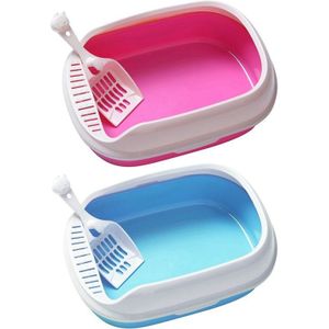 2Pcs Wc Ondersteek Kattenbak Hond Lade Wc Supply Teddy Anti-Splash Hond Toilette-roze & Blauw