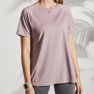 Hearuisavy Vrouwen Zomer Losse Korte Mouwen Sport T-shirt Side Split Ademend Quick Dry Running Yoga Shirt