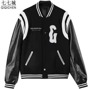 Zwarte Baseball Varsity Jacket Lente Brief Borduurwerk Hiphop Streetwear College Jassen Harajuku Bomber Jassen Unisex
