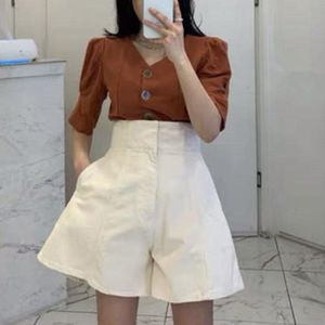 Galcaur Koreaanse Denim Vrouwen Korte Hoge Taille Pocket Grote Size Wijde Pijpen Korte Broek Voor Vrouwelijke Zomer Kleding Mode