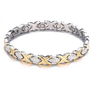 Nhgbft Gouden Kleur Kruis Vorm Magnetische Armbanden Armbanden Voor Vrouwen Roestvrij Staal Energie Gezonde Zorg Armband