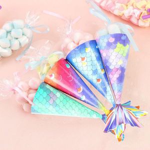 48 Stks/partij Mermaid Candy Box Paper Candy Box Treat Boxes Party Gunsten Box Geschenkdozen Voor Baby Douche Bruiloft Verjaardag