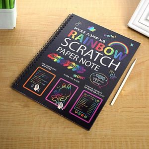 1Pc Diy Doodle Board 19X26Cm Rainbow Scratch Paper Note Book Kids Tekentafel Speelgoed Handgemaakte decompressie Puzzel R0T9