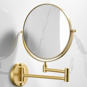 Make-Up Spiegel Koper Geborsteld Goud Badkamer Spiegels 3 X Vergrootglas Spiegel Vouwen Scheren 8 &quot;Dual Side Wandmontage Ronde spiegel