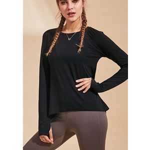 CretKoav Vrouwen Yoga Shirt Top Met Verstelbare Rug Cross-Band Stijl Fitness Losse Lange Mouw T-shirt gym Shirt