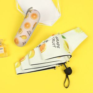 Mini Capsule Leuke Fruit Patroon Paraplu Vijf Opvouwbare Zonbescherming Anti-Uv UPF50 + Paraplu Folding Pocket Umbrellara Voor Meisje