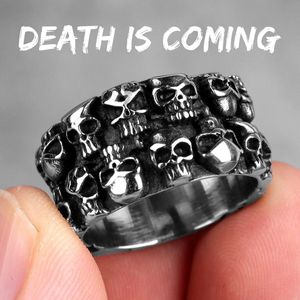 Rvs Man Mannen Ringen Punk Rock Gothic Hiphop Dominant Meerdere Schedel Carving Voor Biker Mannelijke Jongen Mode-sieraden