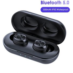 Draadloze Bluetooth 5.0 Touch Control Sport Waterdichte Oortelefoon 9D Stereo Muziek Oortelefoon Met 300Mah Opladen Compartiment