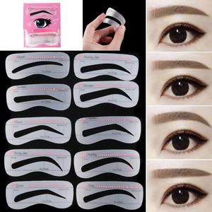 10/12/14Pcs Wenkbrauw Stencil Grooming Shaper Template Make Stickers Card Herbruikbare Eye Brow Cosmetische tool Voor Vrouwen