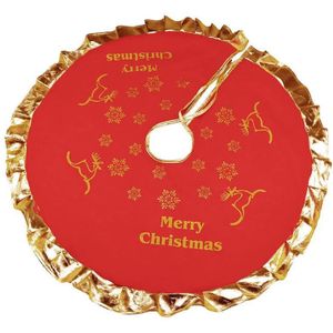 Gouden Rand Kerstboom Rok Kerst Decoraties Home Decor Zachte Rode Flanellen Xmas Tree Tapijt Diameter 90CM Boom Rok