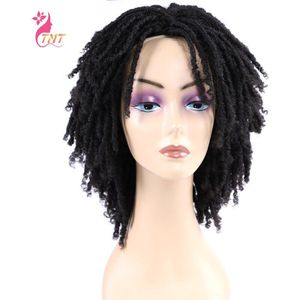 Krullend Dreadlock Pruik Korte Twist Synthetisch Gevlochten Pruiken Ombre Afro Korte Krullend Synthetische Pruik Mannen Vrouwen Mode Roll Twist Pruiken