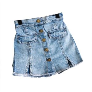 Meisjes denim rok Shorts zomer kinderkleding kinderen effen kleur knop denim rok Korte broek