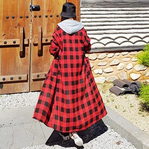 Superaen En Najaar Hooded Casual Plaid Shirts Losse Slanke Mid Kalf Bf Alle Match Blouse Vrouwen