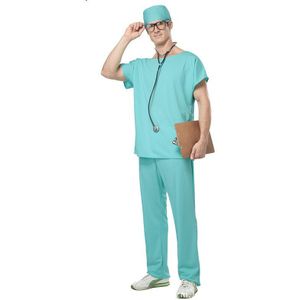 Mannen Doctor Scrubs Cosplay Kostuums Top Broek Hoed Kostuums 3 stks Set Halloween Enge Kostuums Hoed Top Broek 3 stks set