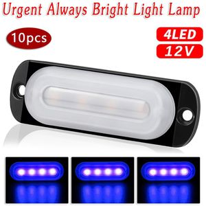 10 Pcs 12W 4LED Blauwe Vrachtwagen Motorfiets Auto Off-Road Voertuig Dringende Licht Fog Lamp Laag Stroomverbruik