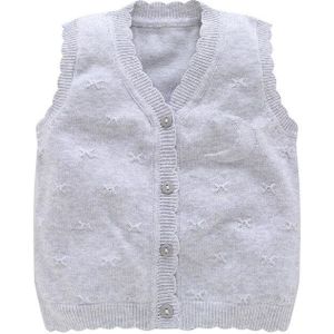 Katoen Gebreide Baby Trui Vest V-hals Mouwloze Trui Voor Meisjes Casual Ruches Baby Jongens Trui Herfst Baby Jongens Kleding