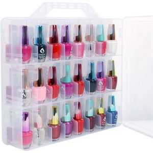 Nagellak Organizer Houder, Draagbare Universele Clear Double Side Organizer En Draad Opslag Case Voor 48 Flessen Verstelbare