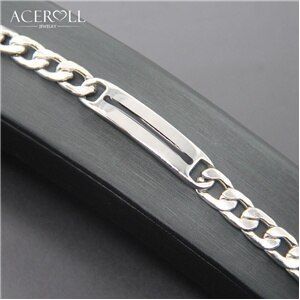 ACEROLL Rvs Mode Trendy Hip Pop Man Armband met Emaille Plaat in Zilver Kleur