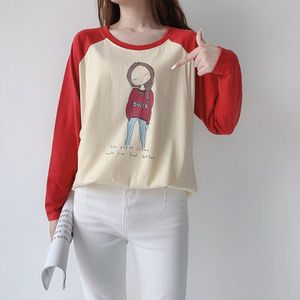 Rode Lange Mouwen Met Beige Stiksels Borstvoeding Shirt Mode Vrouwen Blouses Maternal Kleding Zwangerschap T-shirt 7831