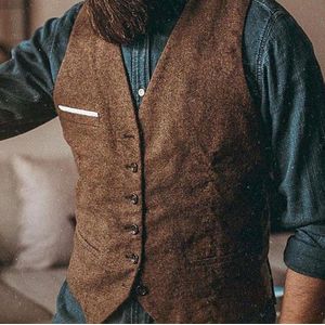 Mannen Business Vest Mouwloze V-hals Single Breasted Pocket Decor Solid Slim Engeland Stijl Mannelijke Jas