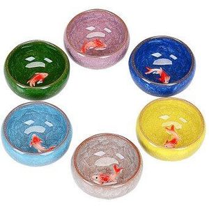 6 Stks/set Ijs Kraken Kungfu Thee Set Keramische Kopje Thee Thee Kom Paars Zand Theepot Kleurrijke Zes-Kleur Japanse thee Cup Speciale Off