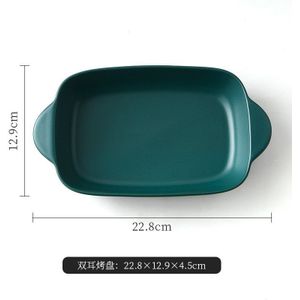 Moderne Creatieve Keramische Servies Dual Handvat Bakken Schotel Magnetron Oven Beschikbaar Bakken Vierkante Servies Schotel Bakken Kom