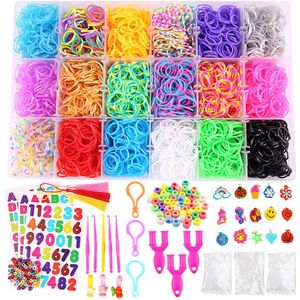 10000Pcs Weefgetouw Bands Kits Loom Bands Elastiekjes Rainbow Hand Breien Machine Handgemaakte Diy Kleur Rubber Kinderen Diy Speelgoed