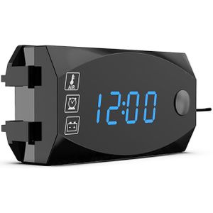 12V 3 In 1 Digitale Led Display Meter Voltmeter Klok Thermometer Indicator Gauge Panel Meter Duurzaam Voor Auto motorfiets