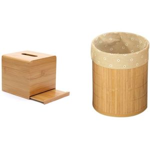 Bamboe Eenvoudige Tissue Doos Woonkamer Huishoudelijke & Bamboe Prullenbak Opvouwbare Afval Papier Bas Prullenbak